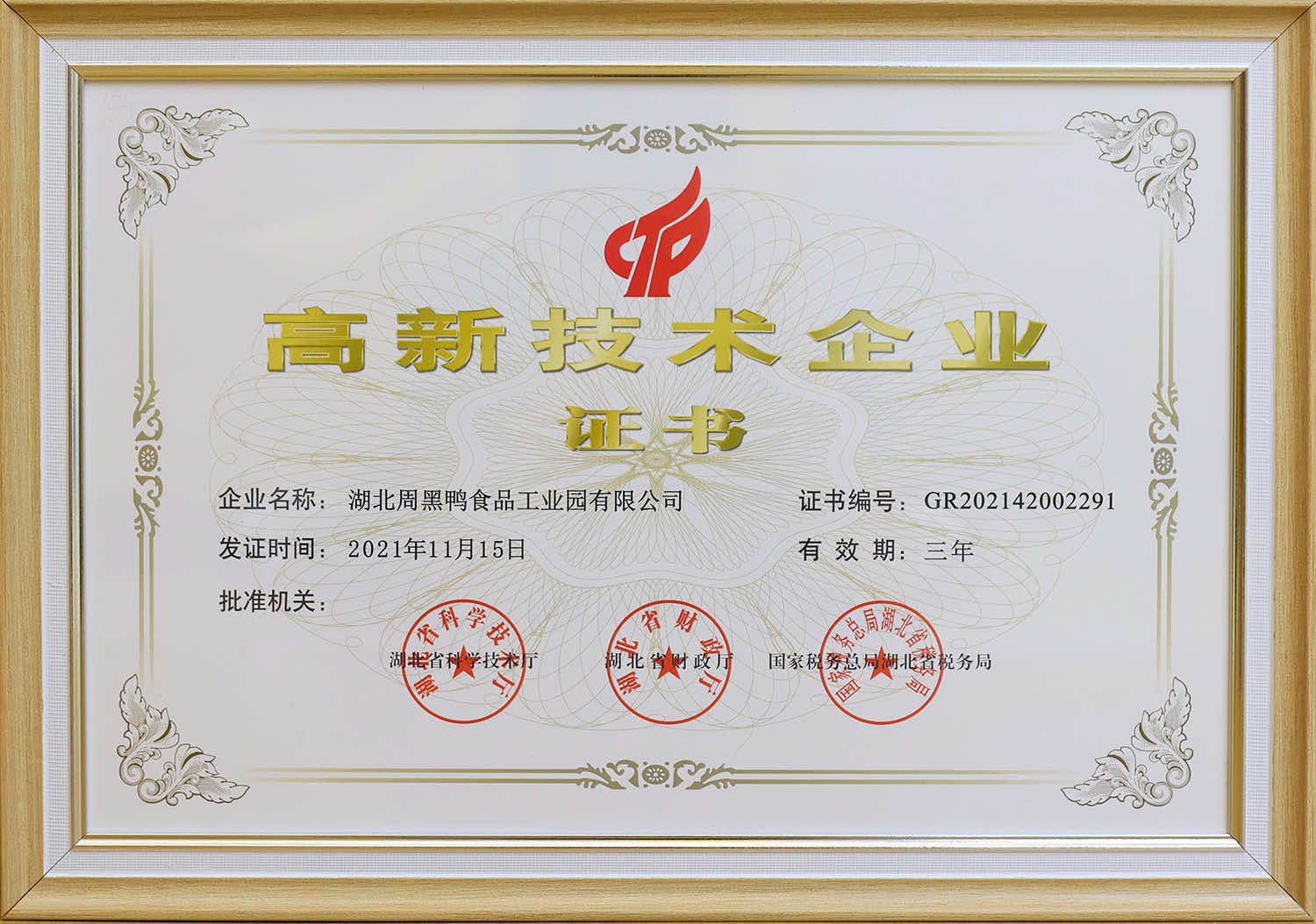 高新技術(shù)企業(yè)證書